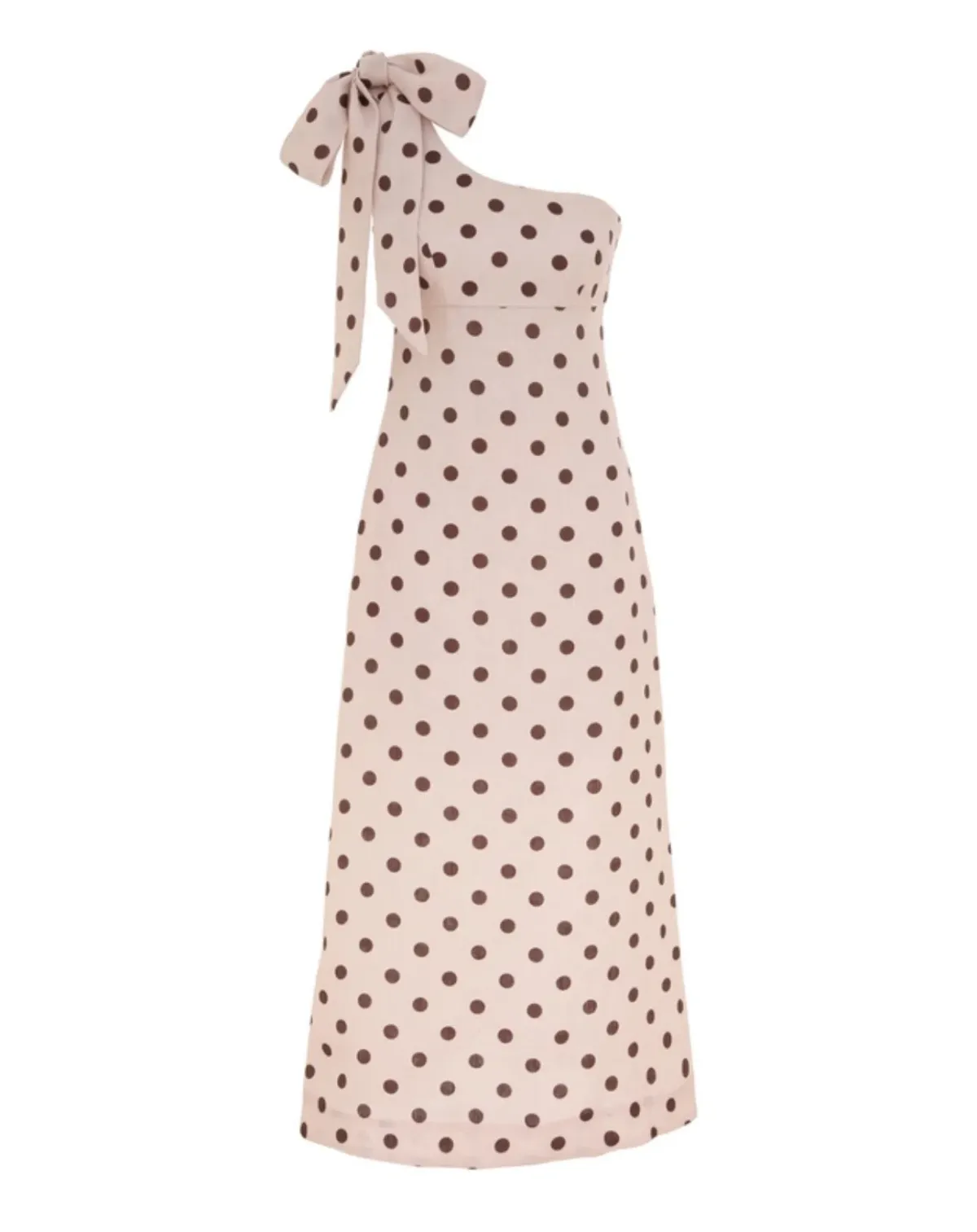 Zimmermann Acacia One Shoulder Midi Dress in Cream/Tan Dot Size 2 / AU 12   for rent on The Volte - main image