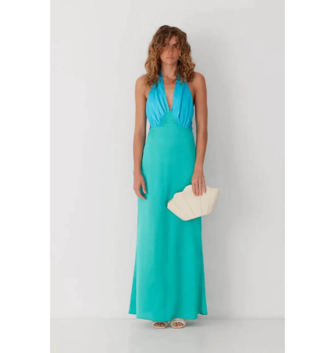 The Wolf Gang Oahu Slip Dress In Aquamarine Size AU 10 for rent on The Volte - main image