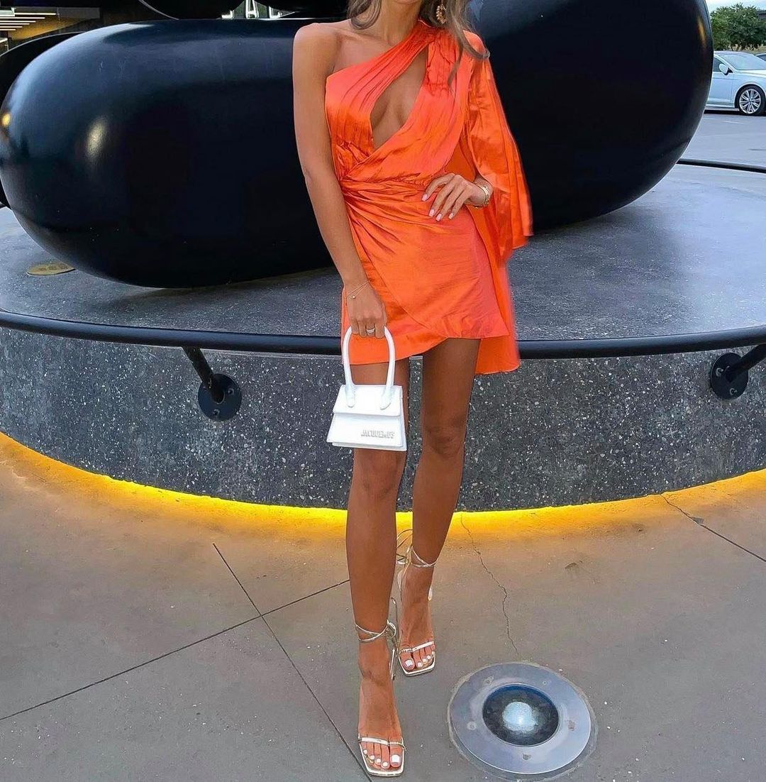 Retrofete Mae Mini Dress Orange Size 8 for rent on The Volte - main image