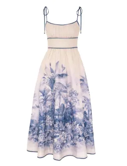 Zimmermann The Wylie Picnic Midi Dress in Blue Palm Size 0 / AU 8  for rent on The Volte - image 3