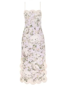Zimmermann The Acacia Scallop Midi Dress in Lilac Floral Size 0/Au 8  for rent on The Volte - image 1