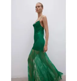 Shona Joy Elle Silk Lace Cowl Maxi Dress Emerald Green Size AU 8 for rent on The Volte - image 5