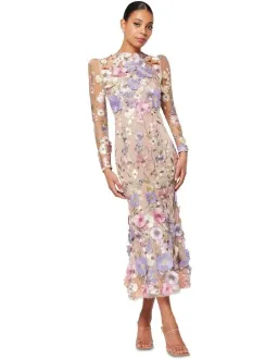 Elliatt Shannon 3D Floral Midi Dress In Purple Size AU 8 for rent on The Volte - image 1