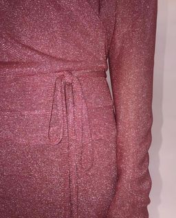 Kacey Devlin Formation Mini Wrap Dress Metallic Pink Size 10 for rent on The Volte - image 6