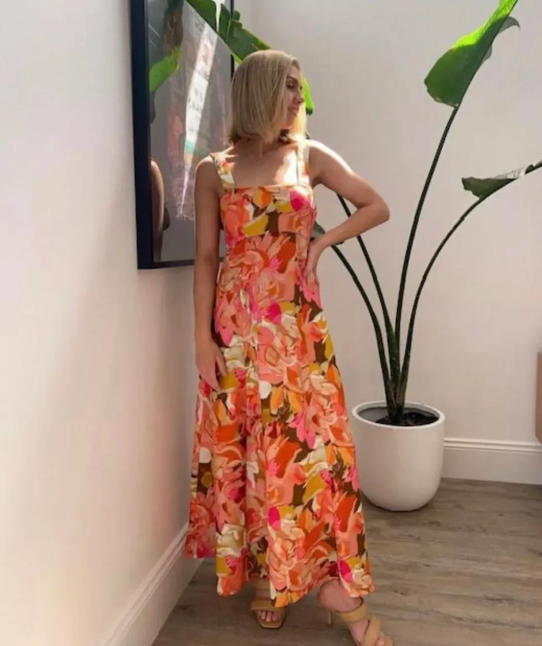 Acler Tate Dress Size 14 Pink Bouquet Maxi  for rent on The Volte - main image
