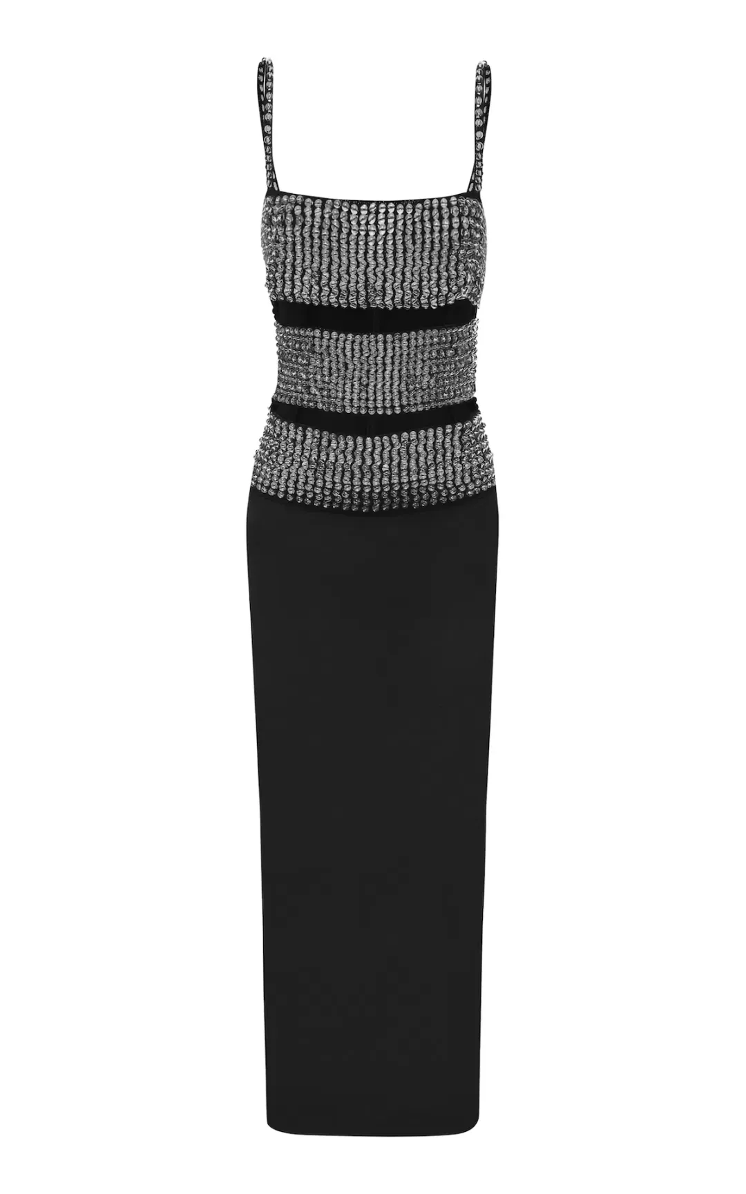 Christopher Esber Beaded Cut Out Wool Blend Midi Dress Black Size 6 for rent on The Volte - main image
