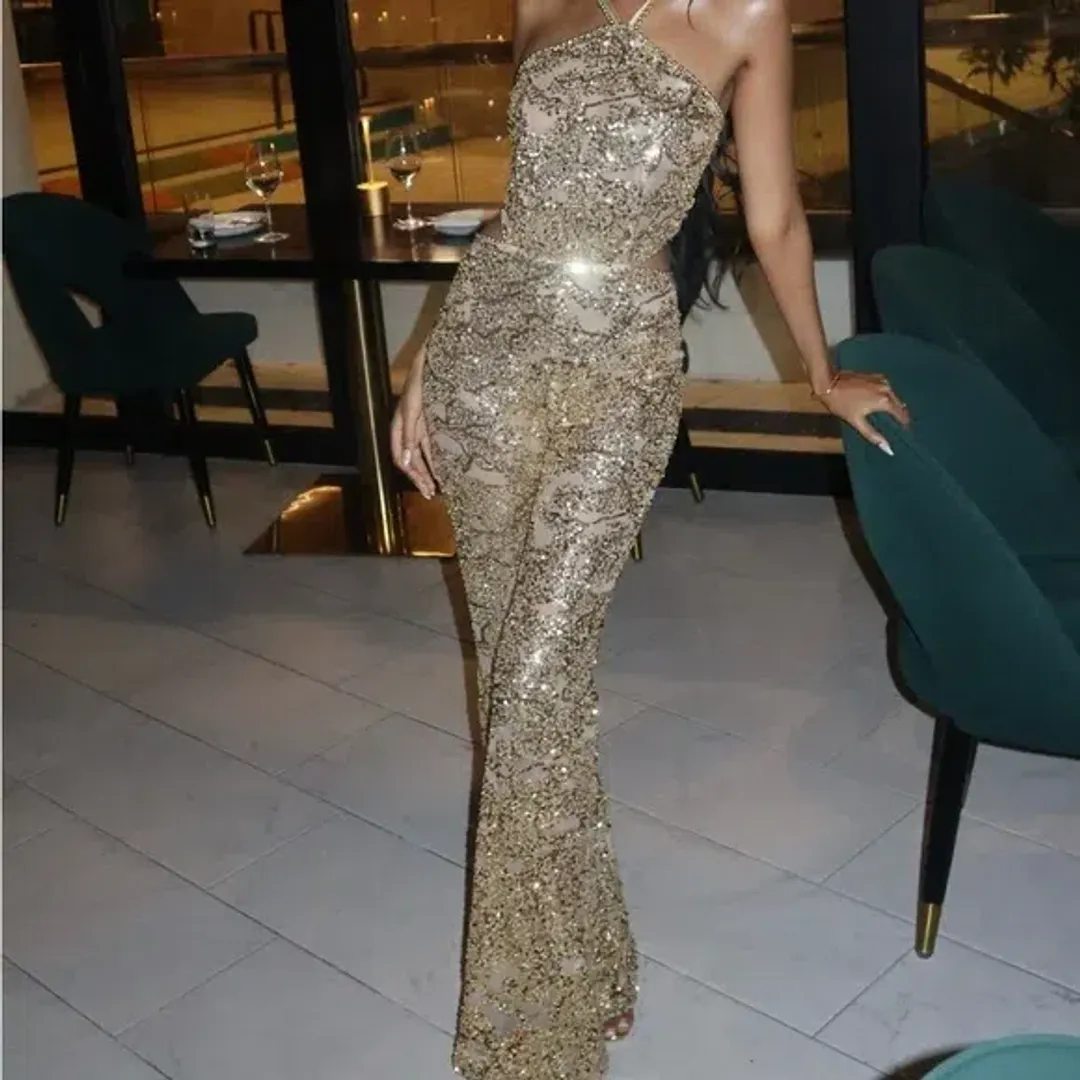 Nadine Merabi Hallie Jumpsuit Gold Size XS / AU 6 for rent on The Volte - main image