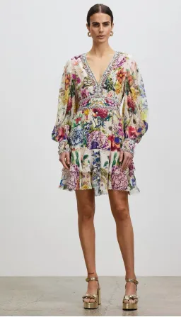 Camilla Button Front Frill Mini Dress in Queens Bee Hive Size XS / AU 8 for rent on The Volte - image 3