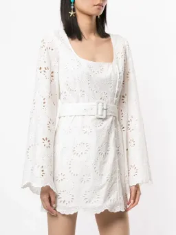 Alice McCall Obscurity Broderie Anglaise Bell Sleeve Belted Mini Dress White Size 8 for rent on The Volte - image 2