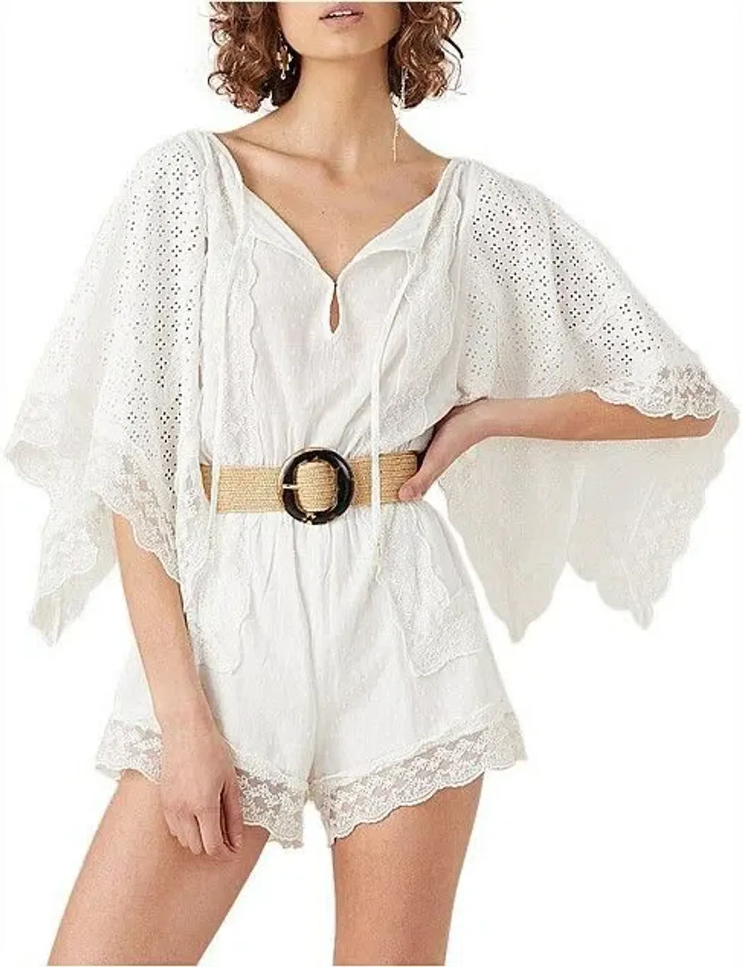 Tigerlily Elati Broderie Lace Onesie Playsuit White  for rent on The Volte - main image