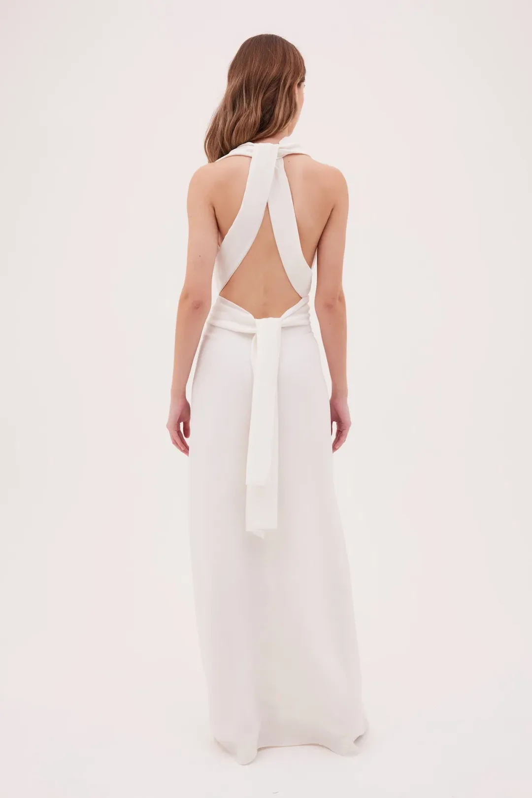 Bianca Spender Ascendent Gown in White Silk Size 10 for rent on The Volte - main image