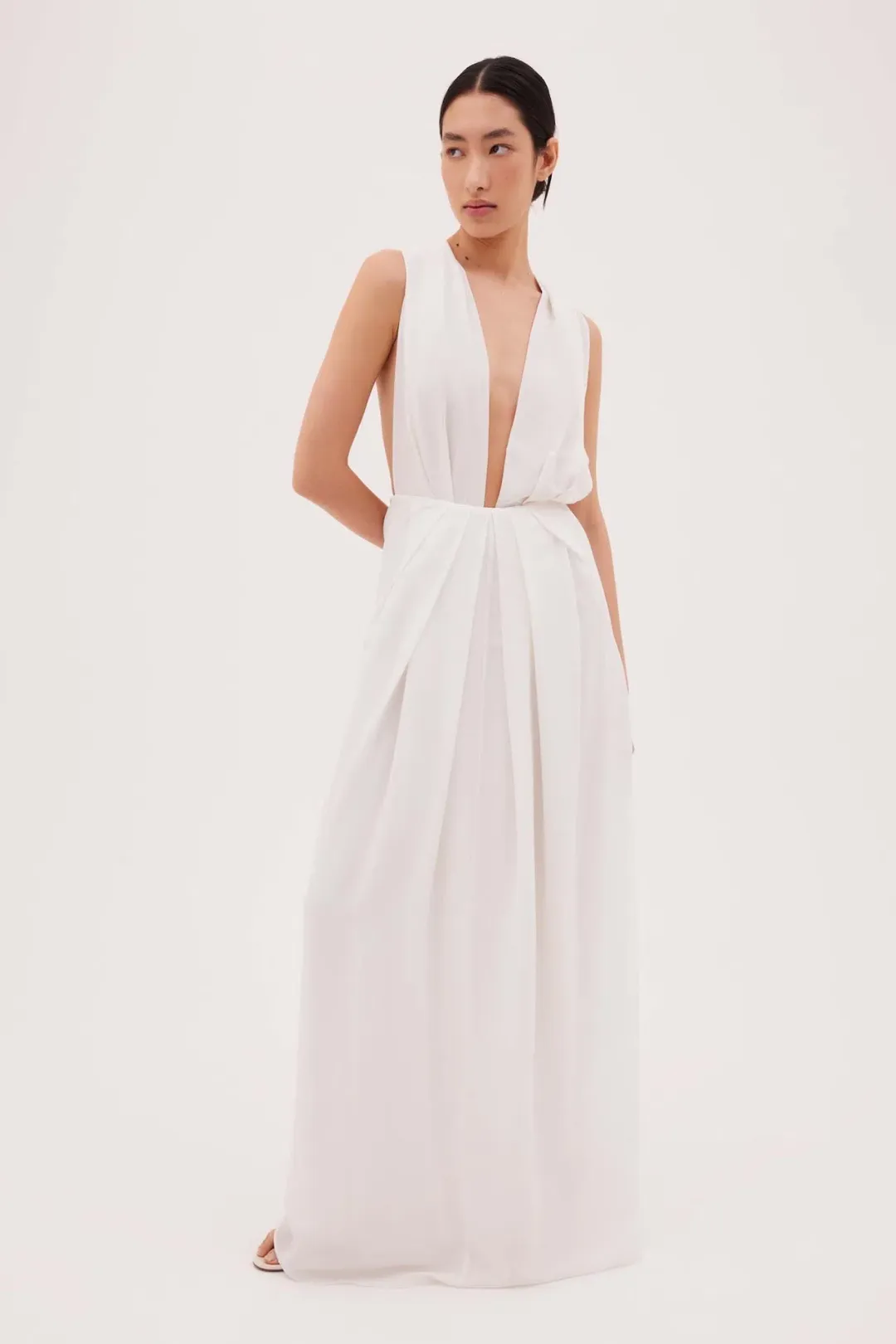 Bianca Spender Ascendent Gown in White Silk Size 10 for rent on The Volte - main image