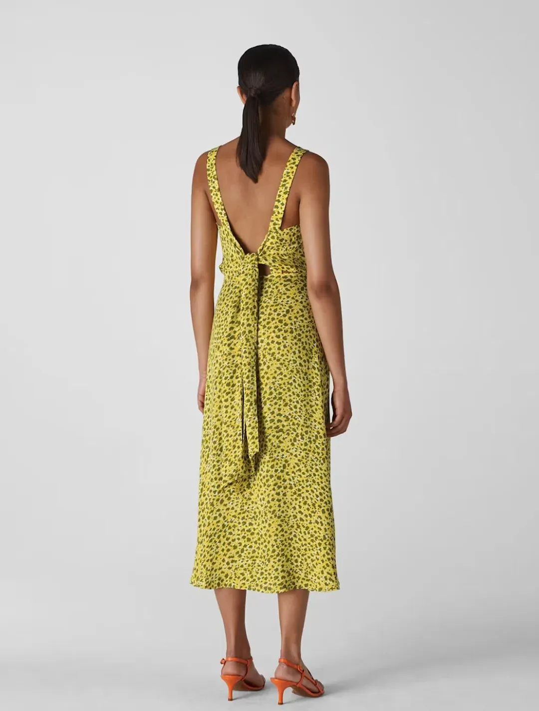 Whistles Llora Clouded Midi Dress Leopard Yellow Size 4 for rent on The Volte - main image