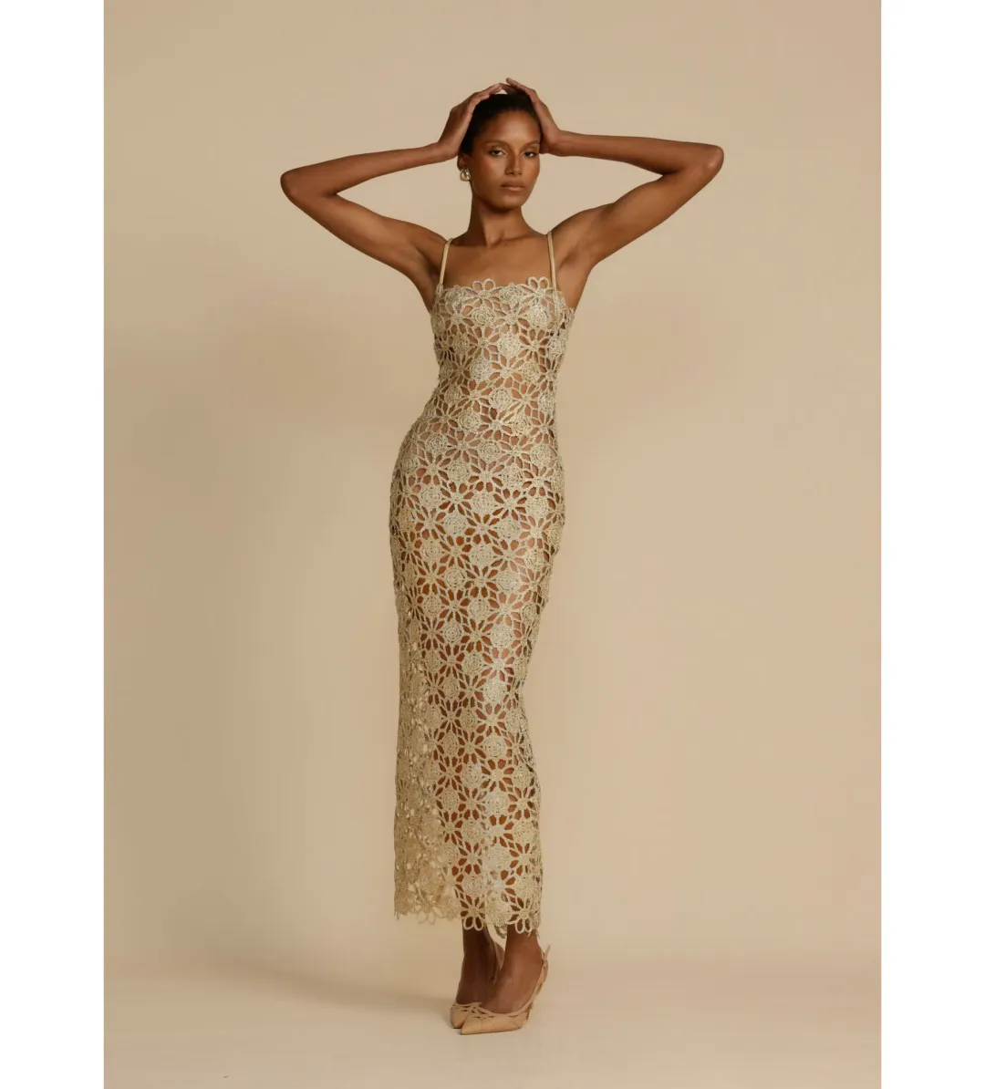 Arcina Ori Kendra Dress Gold Size 6  for rent on The Volte - main image