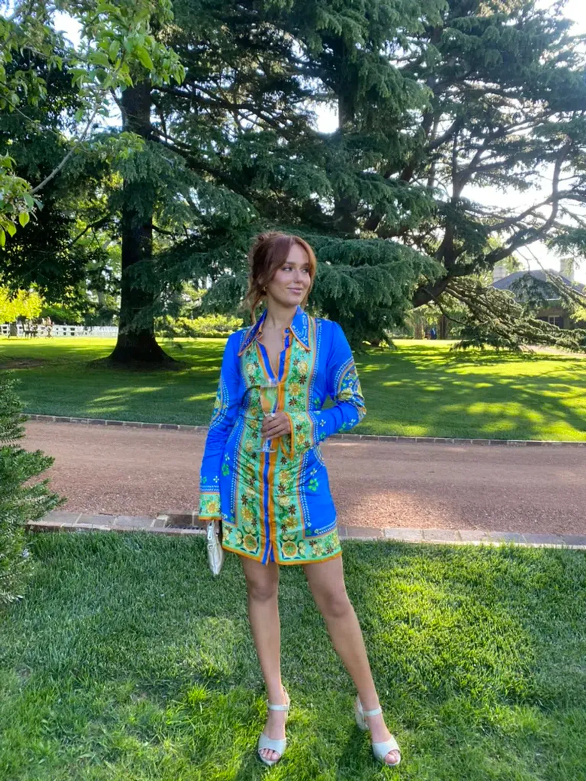 Alemais Linda Mini Dress Blue/Print Size 8 for rent on The Volte - main image