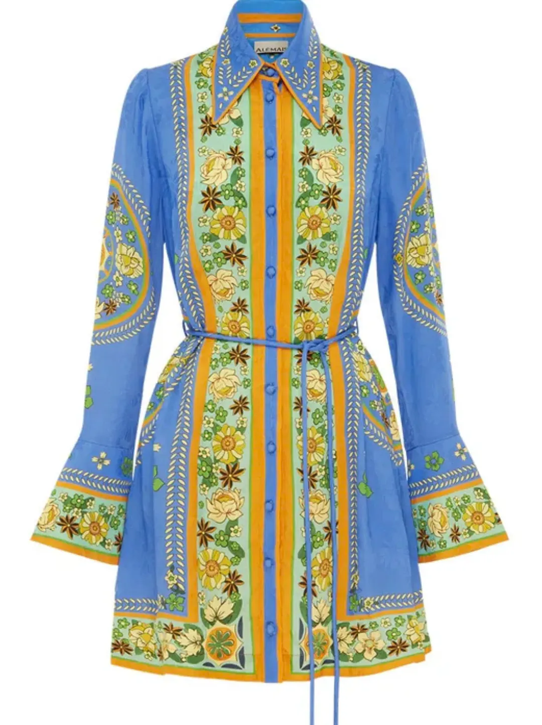 Alemais Linda Mini Dress Blue/Print Size 8 for rent on The Volte - main image