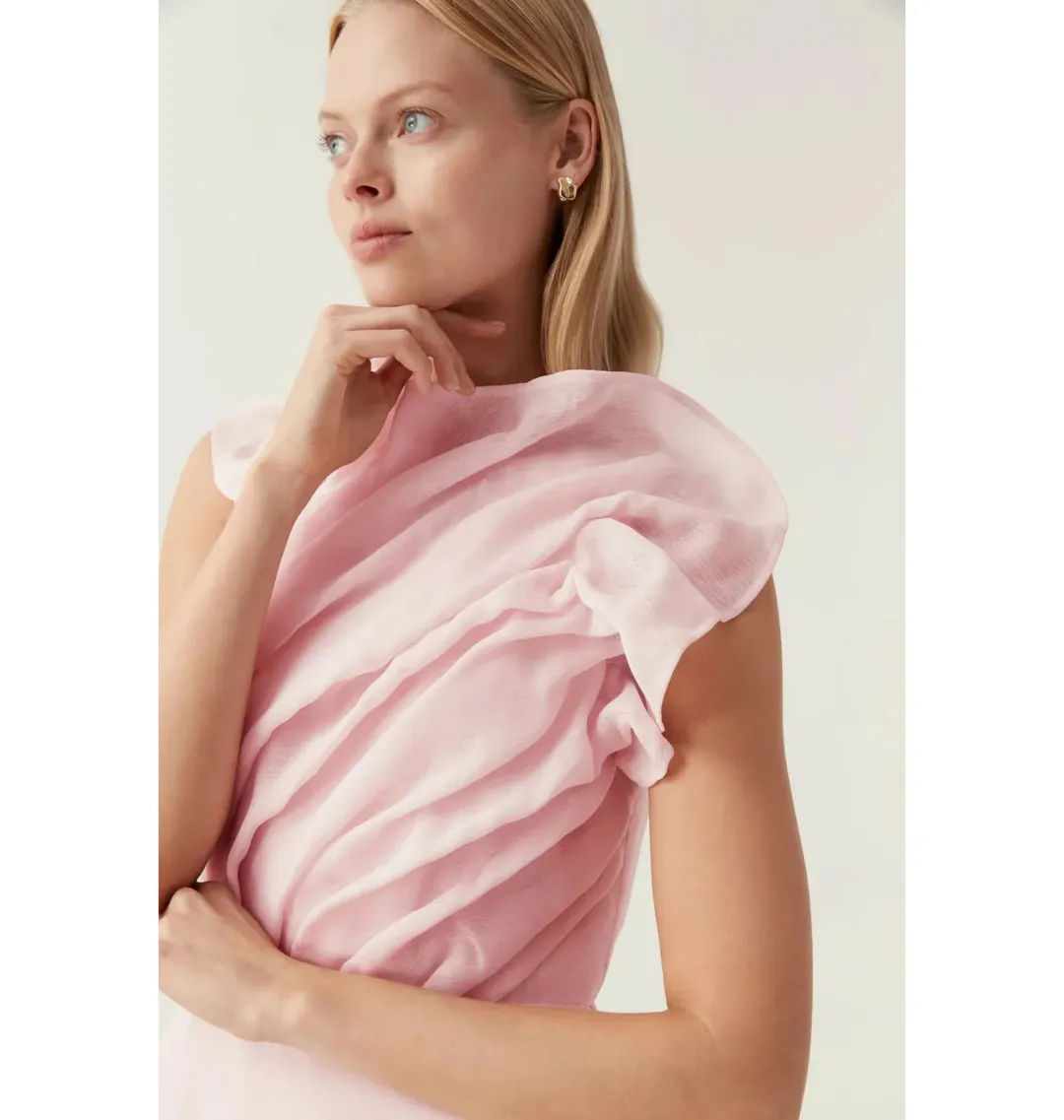 Aje Genesis Midi Dress Soft Pink Size AU 14 for rent on The Volte - main image