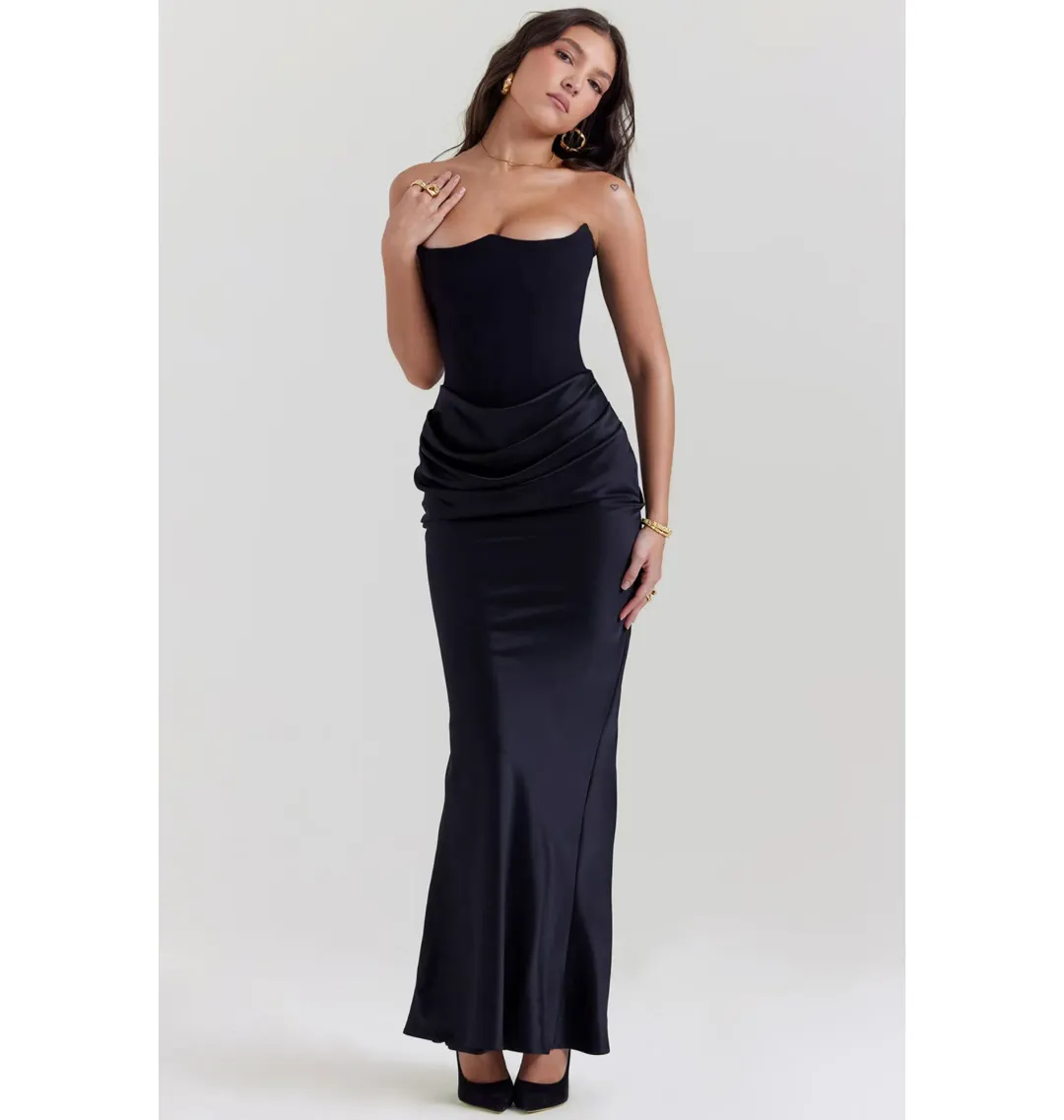 House of CB Persephone Strapless Corset Dress Black Size AU 12 for rent on The Volte - main image