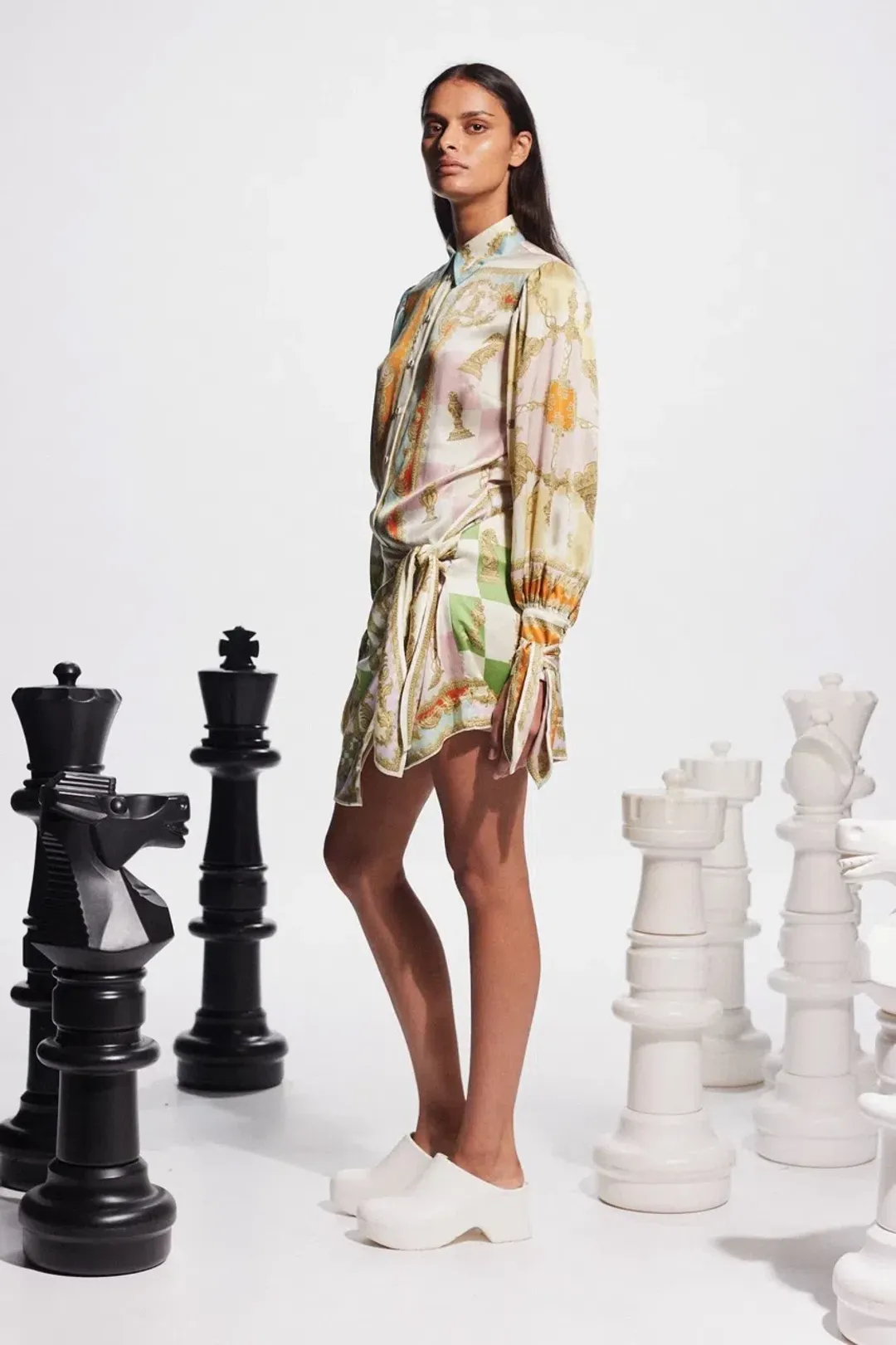 Alemais Checkmate Silk Mini Dress Multi Size AU 10 for rent on The Volte - main image