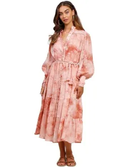 Ministry of Style High Tide Tie Dye Midi Dress Print Size AU 8 for rent on The Volte - image 1