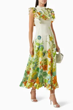Alemais Constance Midi Ruffle Dress Floral Size 8 AU  for rent on The Volte - image 1