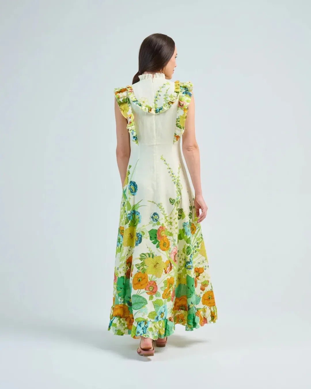 Alemais Constance Midi Ruffle Dress Floral Size 8 AU  for rent on The Volte - main image