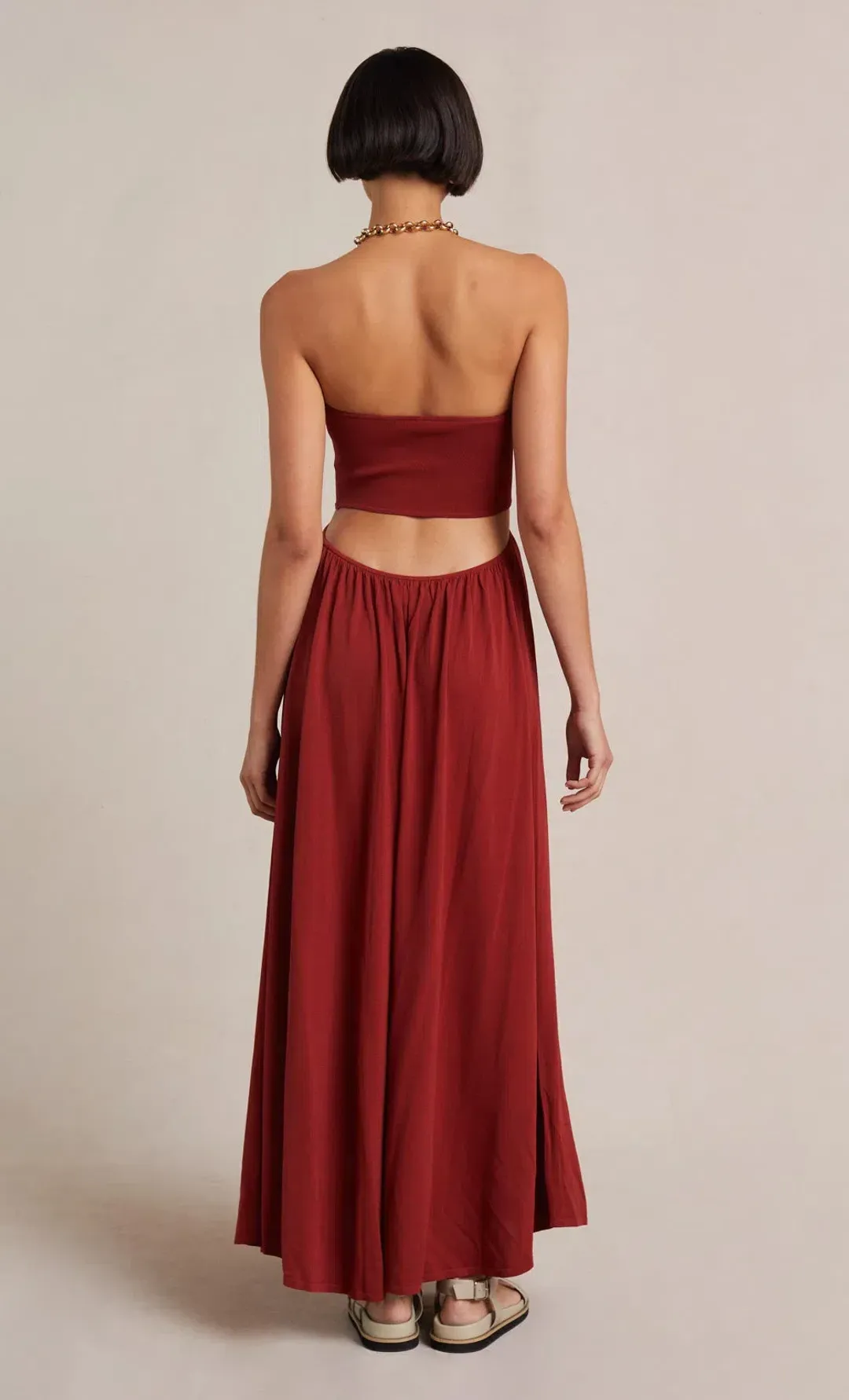 Bec & Bridge Poppy Knit Cut Out Dress Brick Size 10 for rent on The Volte - main image