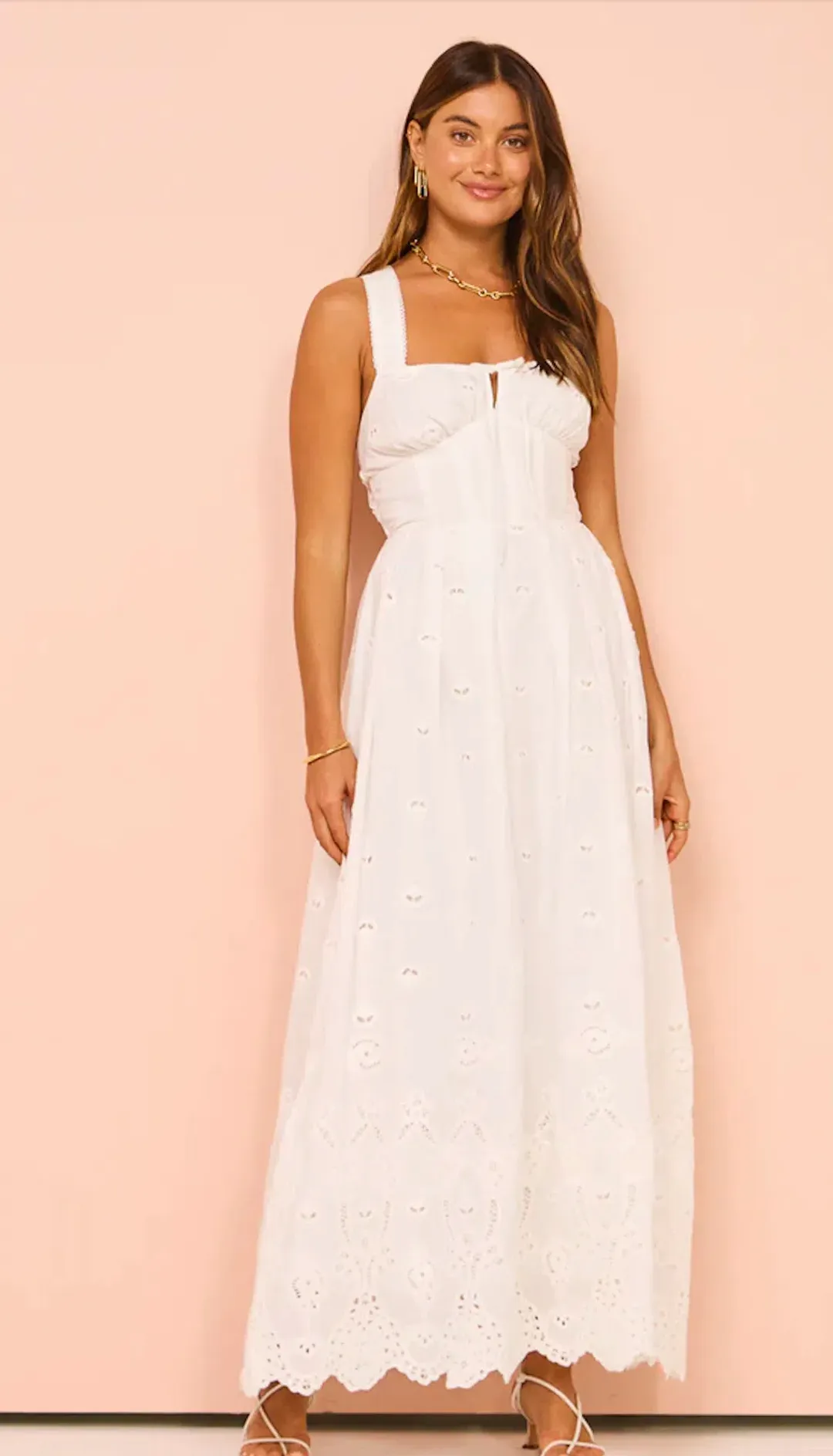 Hansen & Gretel Tulsa Maxi Dress in White Jasmine Size S / AU 8  for rent on The Volte - main image