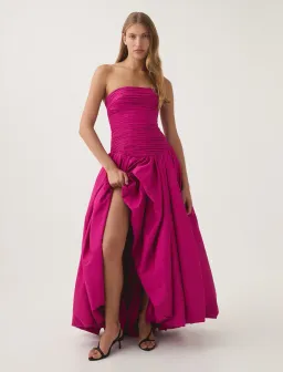 Aje Violette Bubble Hem Maxi Dress in Deep Magenta Size AU 6 for rent on The Volte - image 1