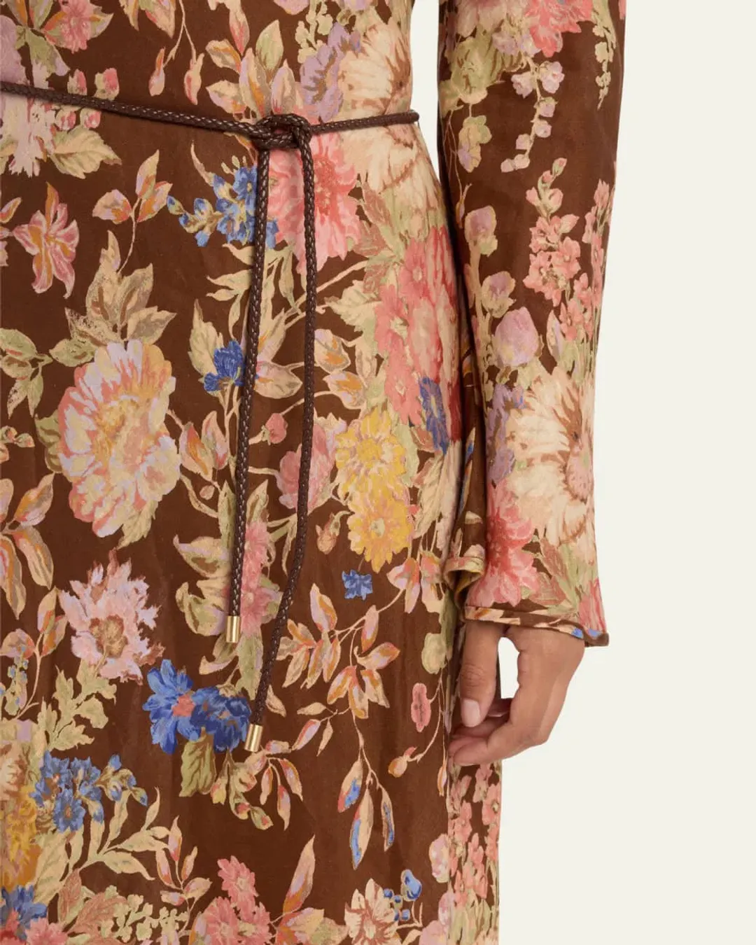 Zimmermann August Bias Maxi Dress Chocolate Floral Size 4 / AU 16 for rent on The Volte - main image