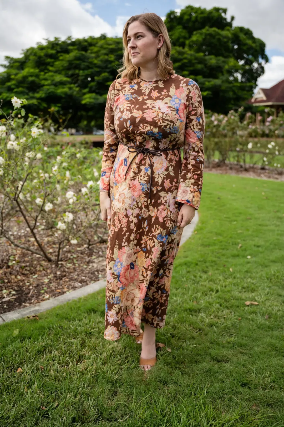 Zimmermann August Bias Maxi Dress Chocolate Floral Size 4 / AU 16 for rent on The Volte - main image