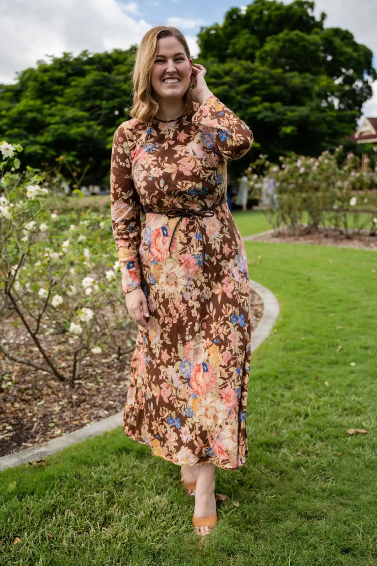 Zimmermann August Bias Maxi Dress Chocolate Floral Size 4 / AU 16 for rent on The Volte - main image