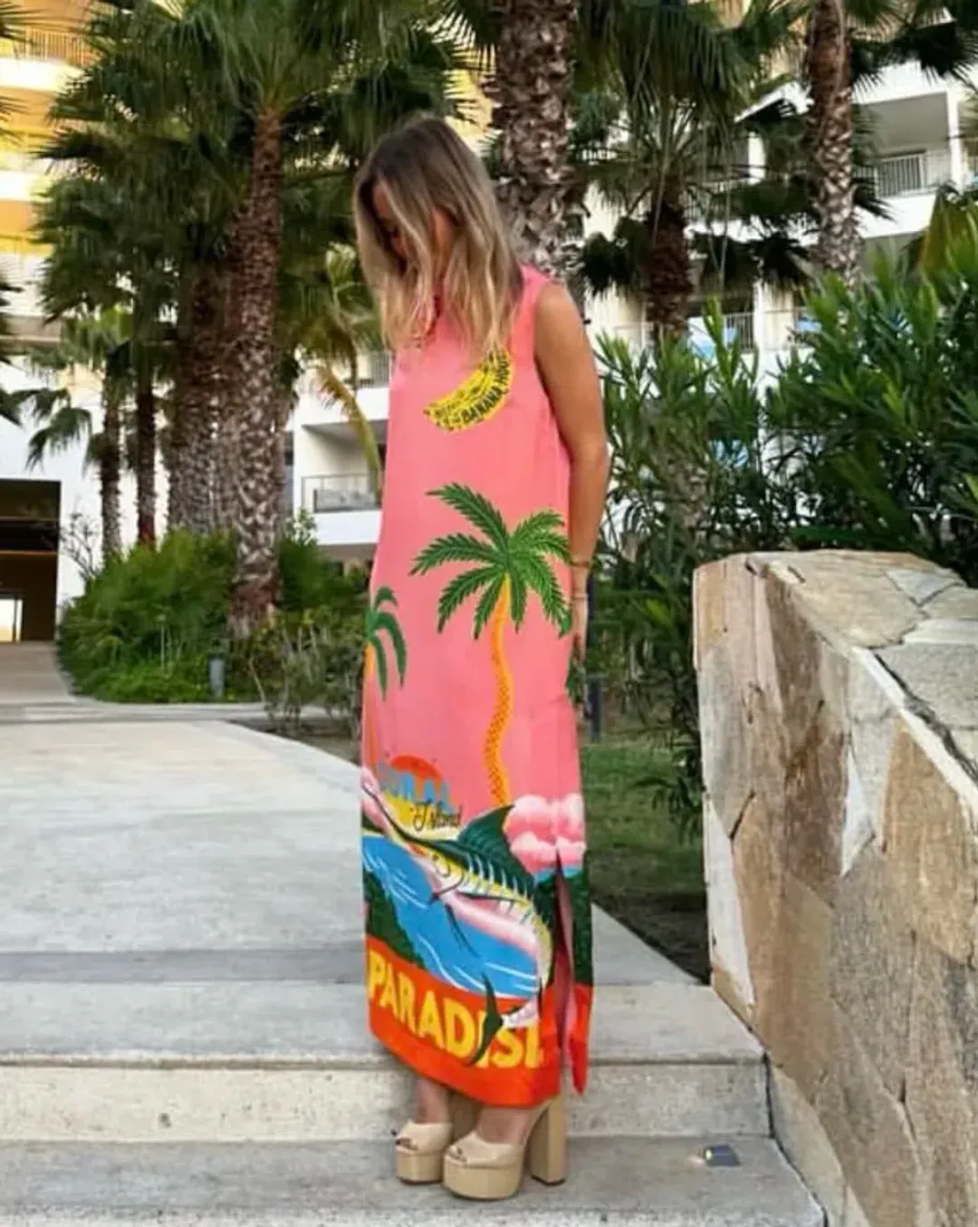 Alemais Paradiso Silk Midi Dress Pink Multi Size 10 AU for rent on The Volte - main image