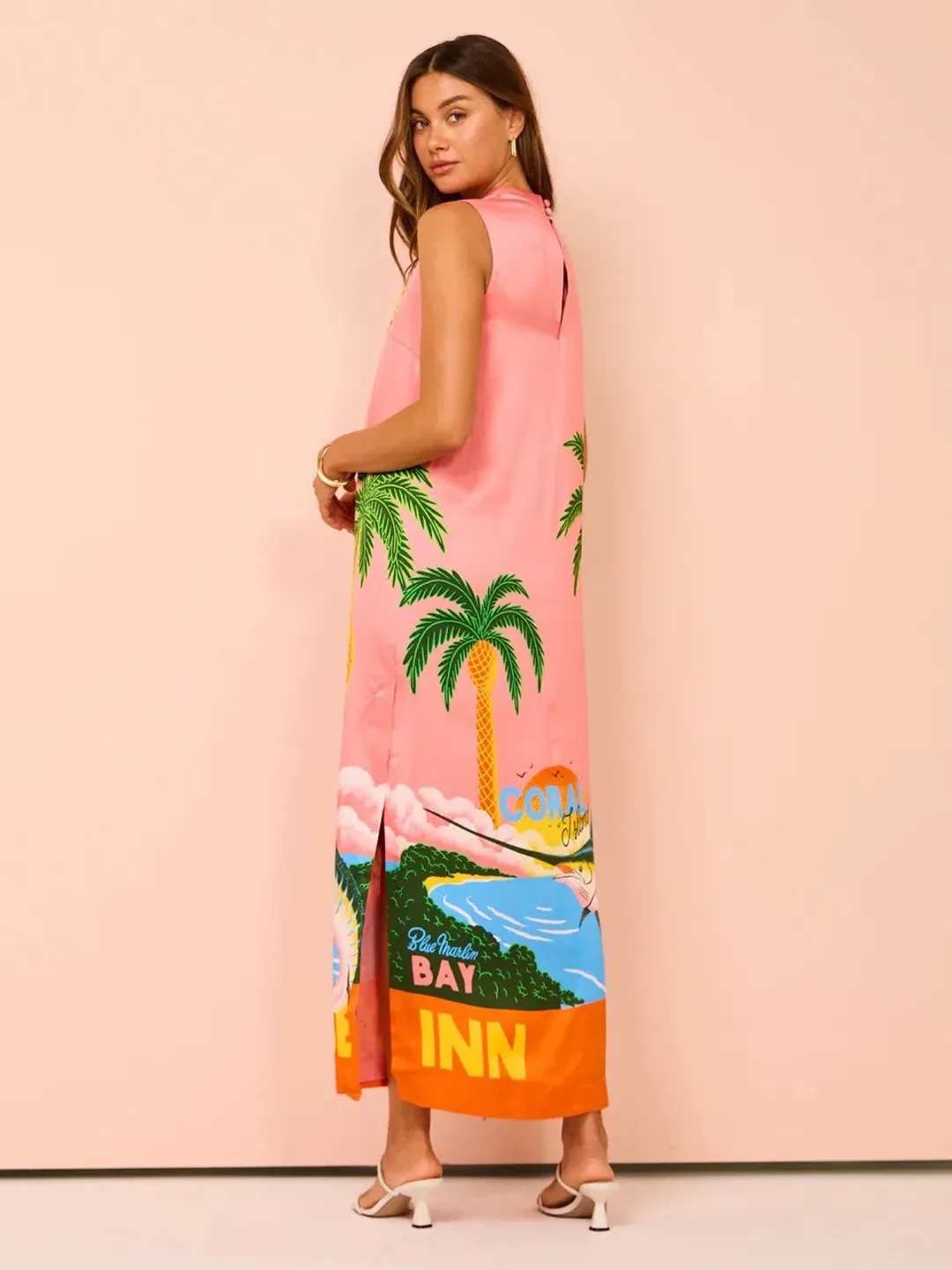 Alemais Paradiso Silk Midi Dress Pink Multi Size 10 AU for rent on The Volte - main image