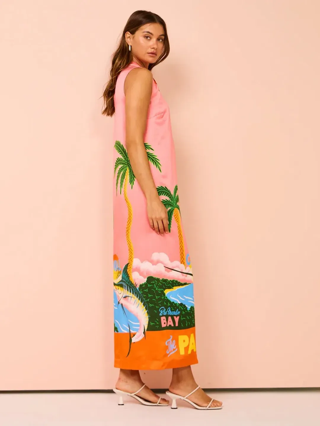 Alemais Paradiso Silk Midi Dress Pink Multi Size 10 AU for rent on The Volte - main image