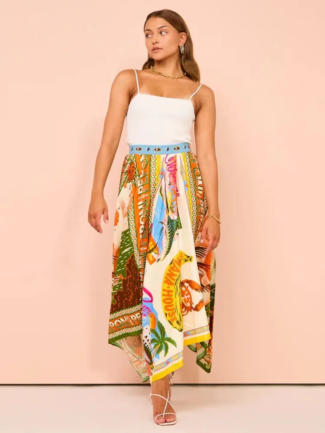 Alemais Samaki Scarf Top & Paradiso Silk Scarf Skirt Set Multi Size 10 AU for rent on The Volte - main image