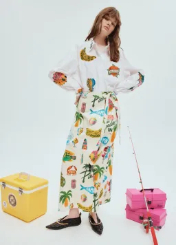 Alemais Clam Embroidered Shirt Print Size 14 for rent on The Volte - image 1