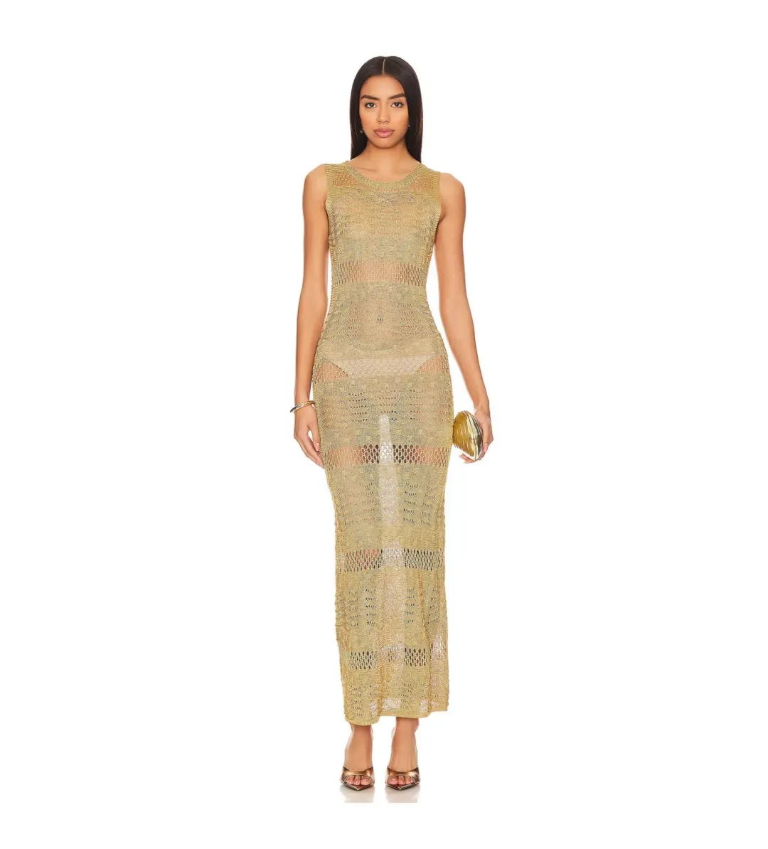 More To Come Sevyn Midi Dress Gold Size 8 for rent on The Volte - main image