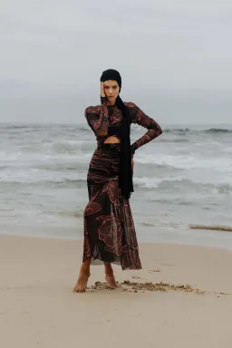 Pasduchas Rosetta Hourglass Midi Dress Dark Floral Szie 6  for rent on The Volte - image 1