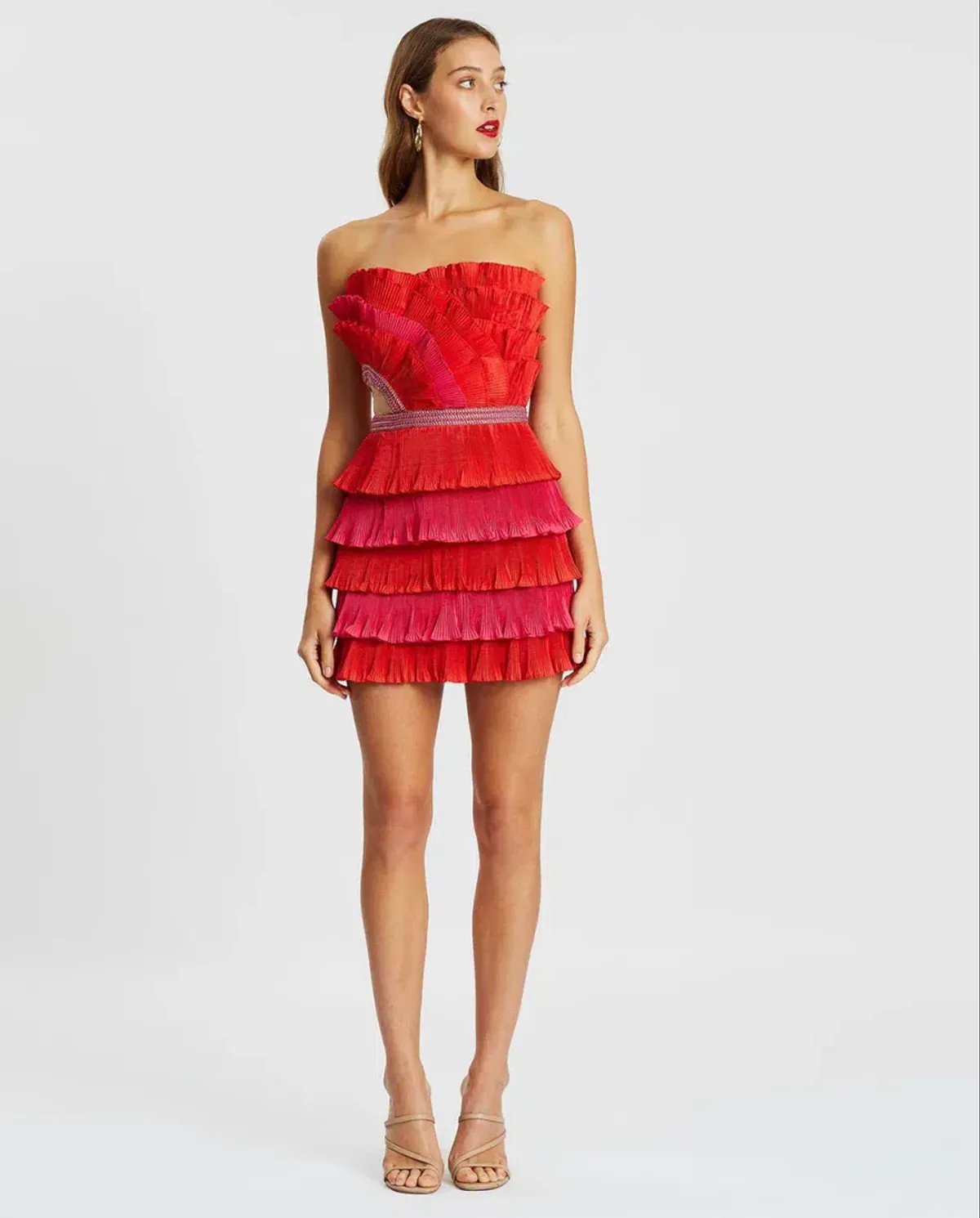  Eliya the Label Maryanne Mini Dress Red and Pink Size XS for rent on The Volte - main image