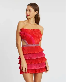 Eliya the Label Maryanne Mini Dress Red and Pink Size XS for rent on The Volte - image 2
