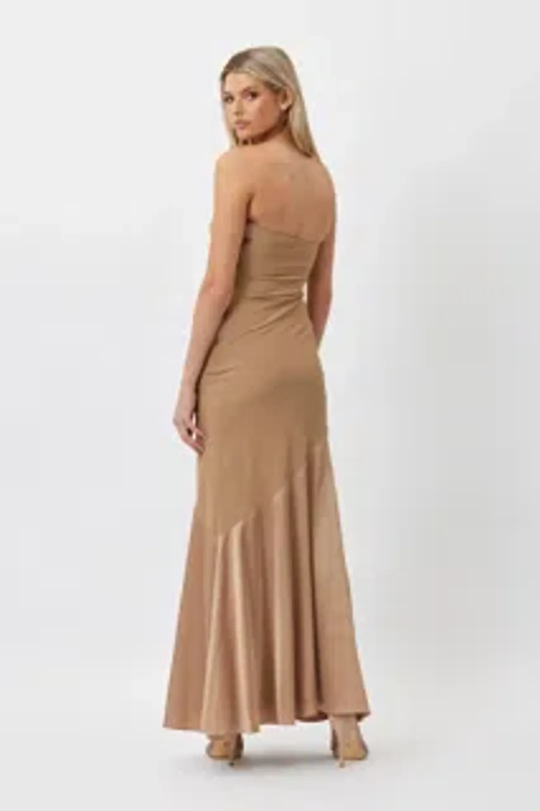 Bianca and Bridgett Tahlia Strapless Maxi Dress Beige Size 6 for rent on The Volte - main image