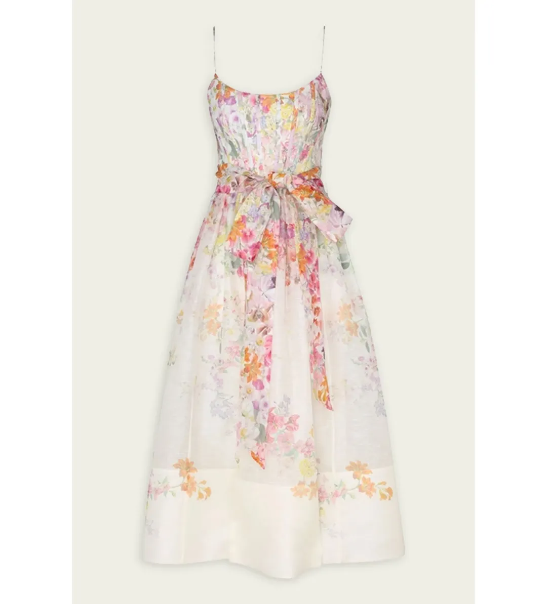 Zimmermann Natura Corset Midi Dress Kaleidoscope Garden Size 2/AU 12  for rent on The Volte - main image