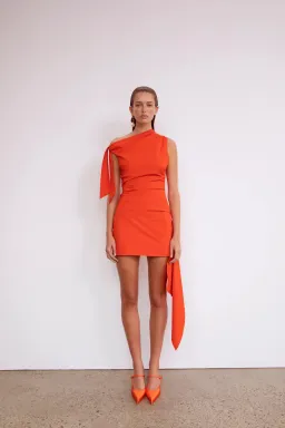 Sir the Label The Dahlia Mini Dress in Tangerine Red Size Au 10 for rent on The Volte - image 1