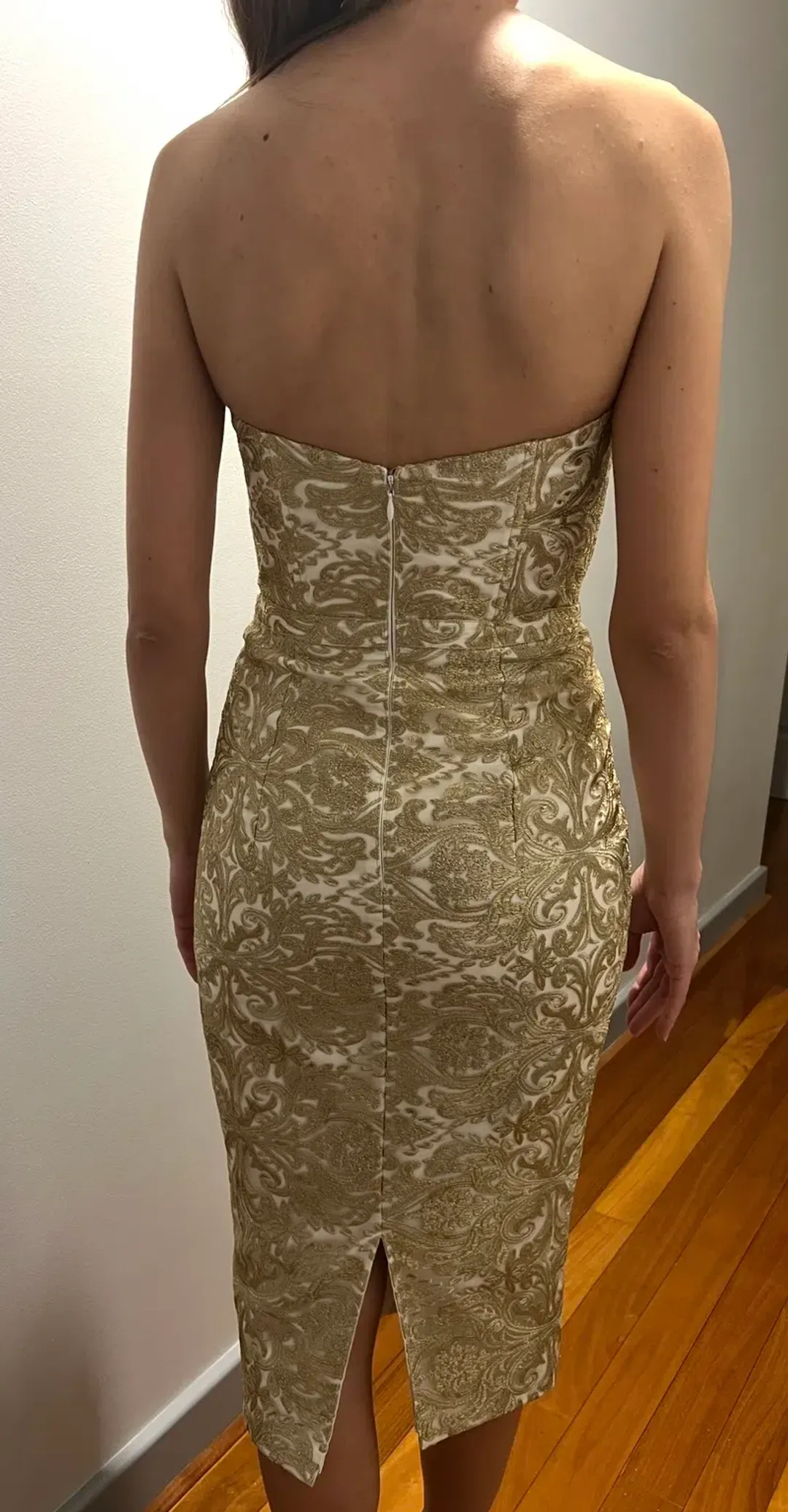 Elle Zeitoune Jayce Midi Dress Gold Size 8 for rent on The Volte - main image