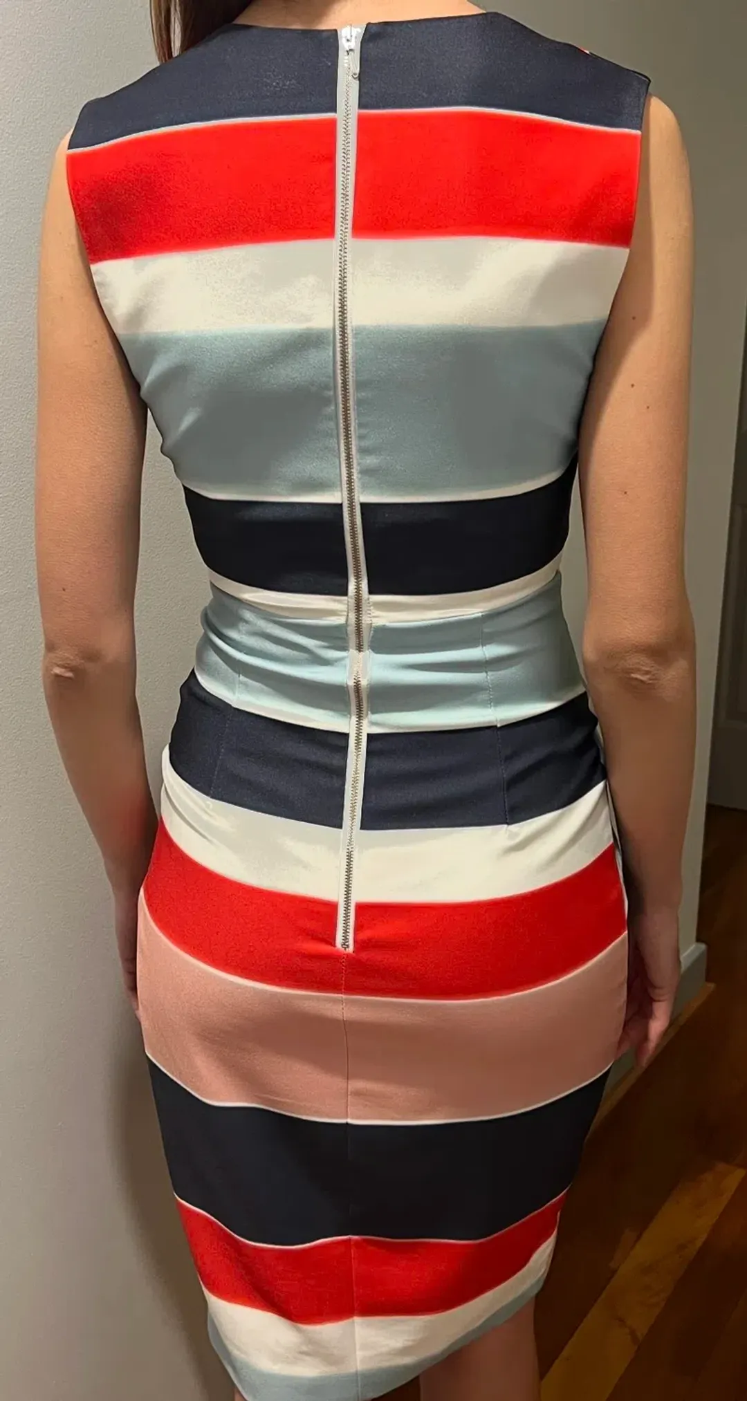 Seduce Cross Over Dress Stripe Size 6 for rent on The Volte - main image
