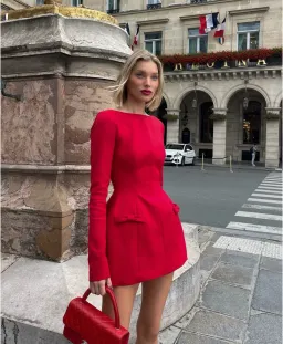 Helsa The Parasol Mini Dress in Lipstick Red Size XXS / AU 4 for rent on The Volte - image 4