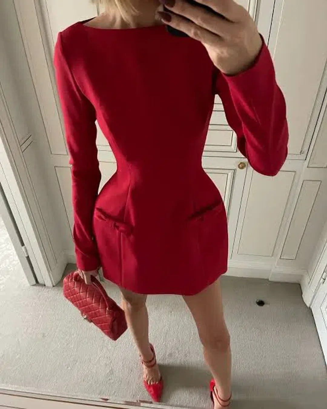 Helsa The Parasol Mini Dress in Lipstick Red Size XXS / AU 4 for rent on The Volte - main image