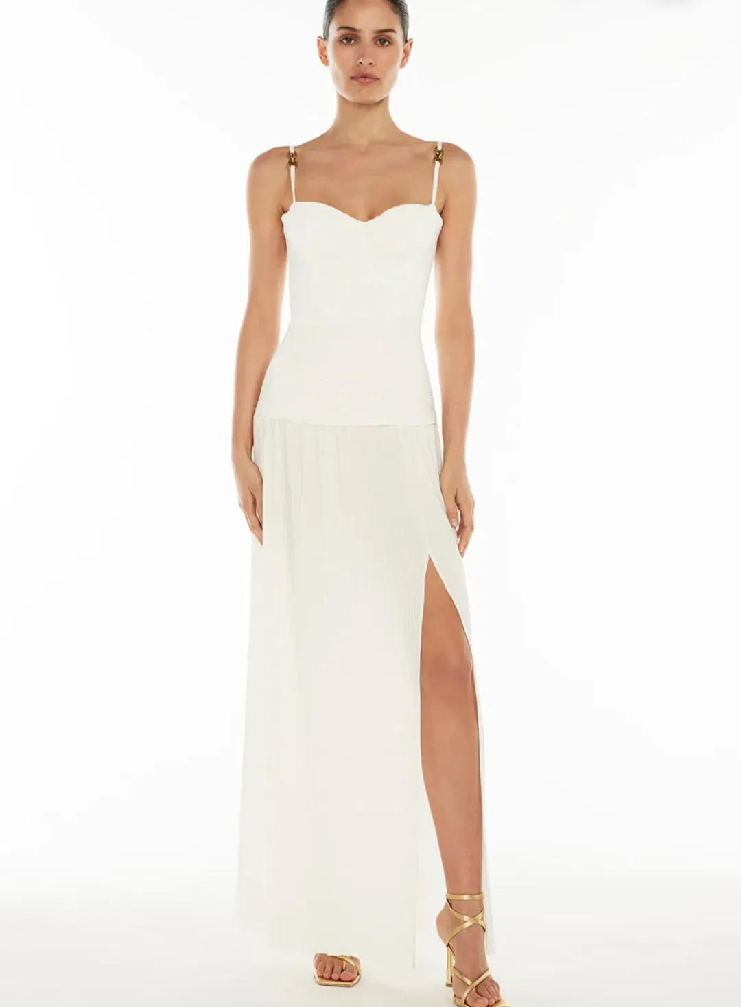 Manning Cartell Double Time Pleat Dress In White Size L / AU 12 for rent on The Volte - main image
