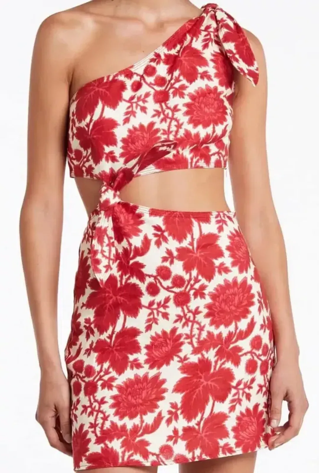 Sir The Label Cinta Cut Out Knot Mini Dress Valentina Floral Print Size 3 / AU 12 for rent on The Volte - main image